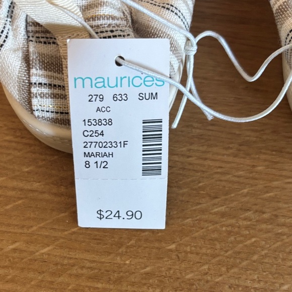 Maurices Beige and White Striped Sneakers - Picture 2 of 4